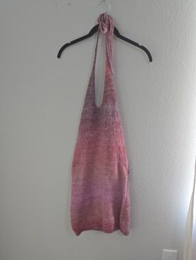 Hand-Knit Pink Gradient Halter Dress